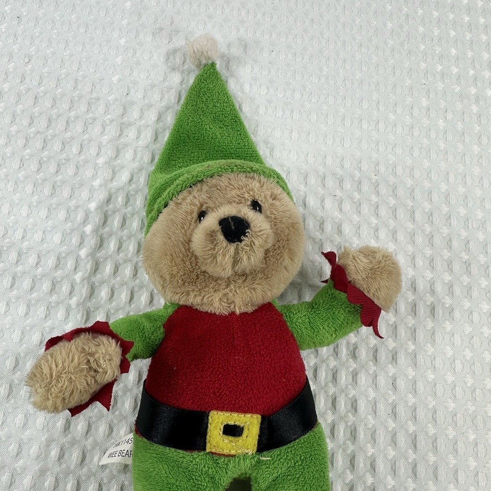 Ganz Wee Bears Elf Plush HX11458 Christmas Teddy Green Red Holiday Toy 10" - Picture 12 of 12